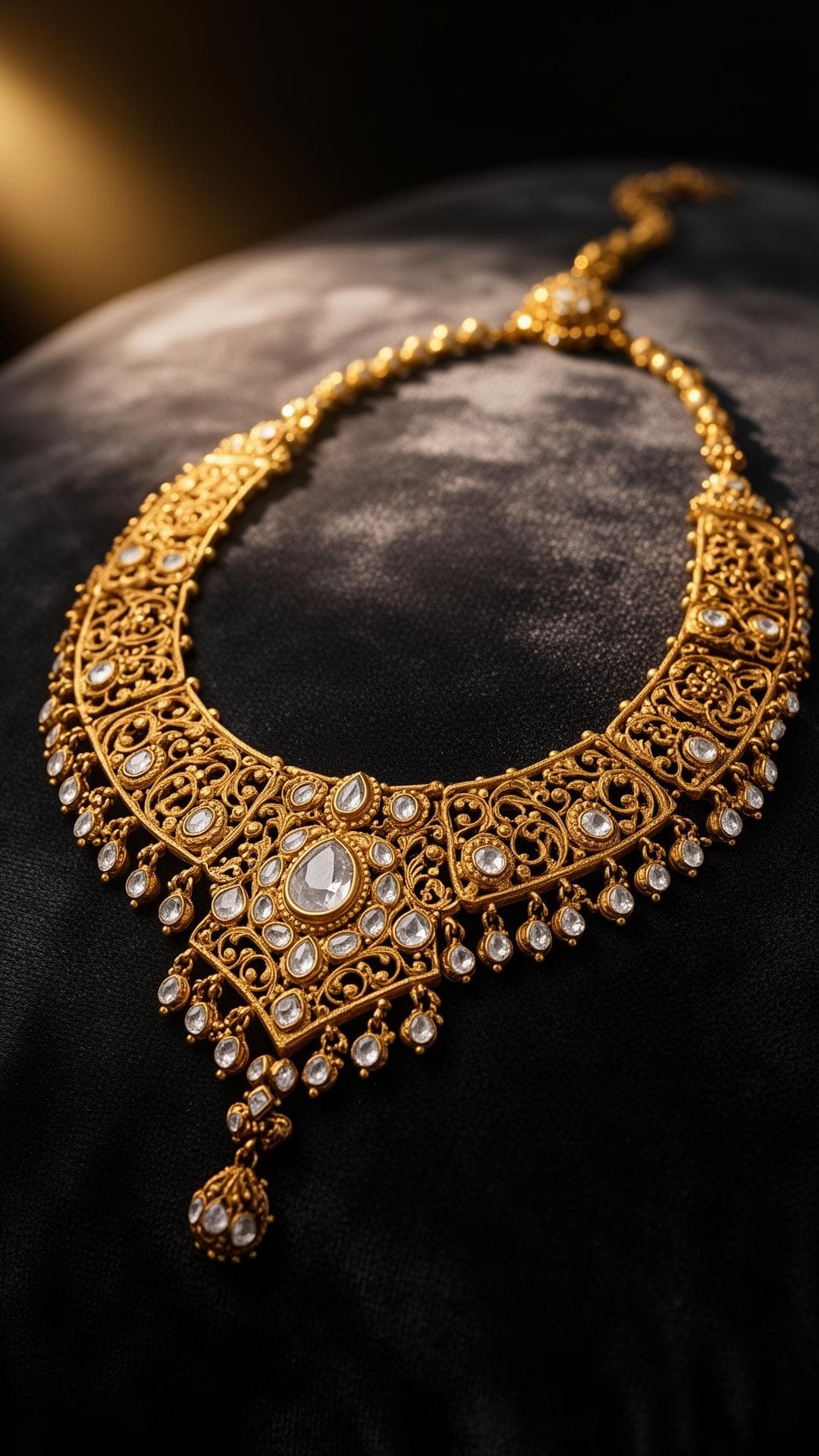 Heritage gold polki necklace by Ali Mukhtar Jewellers